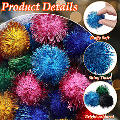 32 pompon à sequins doux en fausse fourrure bicolore&nbsp;DIY-SC0033-96