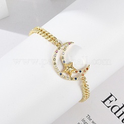 Messing Micro Pave klare Zirkonia Link Armbänder&nbsp;LS-BJEW-M050-03G-01