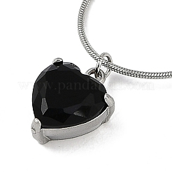 Collane con catena a serpente rotonda con ciondolo a forma di cuore in zirconia cubica in acciaio inossidabile 304 per donna&nbsp;NJEW-Z044-09P
