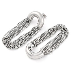 Pendientes de cadena con borlas de acero inoxidable 304 para mujer&nbsp;EJEW-U023-07P