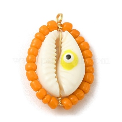 Pendenti con conchiglia avvolti in filo di rame con perline di vetro da 5 pz 5 colori&nbsp;PALLOY-TA00082