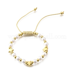 Bracelets tressés en perles d'imitation ABS pour femmes&nbsp;BJEW-D317-09A-G