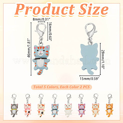 16 pendentif décoratif en résine opaque en forme de chat mignon de 8 couleurs&nbsp;HJEW-AR00019