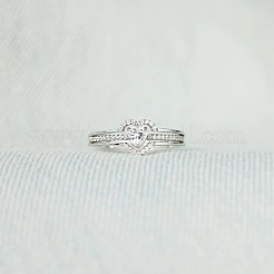 2 bague en argent sterling avec 925 micro pavés de zircons cubiques transparents pour femme&nbsp;FS-WG4005F-02