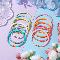 11 Stück 11 Farben Polymer Clay & nicht magnetische synthetische Hämatit Perlen Stretch-Armbänder Kit&nbsp;BJEW-JB10679