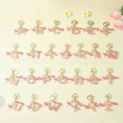 Porte-clés pendentif en résine pailletée transparente avec lettres A à Z&nbsp;KEYC-FZ00024-14