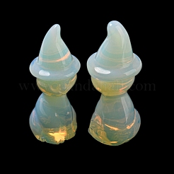 Gatto scolpito in opalite con figurine di cappello da strega&nbsp;DJEW-D012-07L