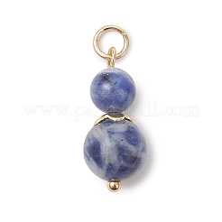 3 Stück 3 Stile gefärbter Naturquarz & blauer Fleck Jaspis & Lapislazuli runde Perlenanhänger&nbsp;PALLOY-JF04701-01