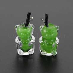 Pendentifs en résine opaque imitation bubble tea&nbsp;RESI-T052-03C
