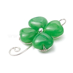 Gefärbte natürliche malaysische Jade mit Kupferdraht umwickelt Kleeblatt-Anhänger&nbsp;PALLOY-JF02970-02