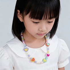 Braccialetti e collane elasticizzati per bambini con perline di resina color arcobaleno&nbsp;WGBA309-01