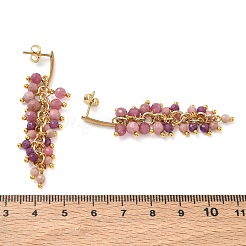 Boucles d'oreilles puces en acier inoxydable 304 ornées de pierres précieuses naturelles mélangées&nbsp;EJEW-JE07520-02