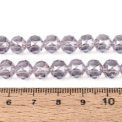 Hebras de cuentas redondas de vidrio transparente electrochapado&nbsp;EGLA-T029-8mm-12T-10