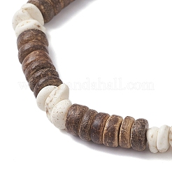 Bracelets extensibles en perles de noix de coco naturelles et de magnésite pour hommes et femmes&nbsp;BJEW-JB12457-01