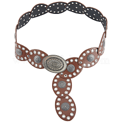 Vintage-Taillengürtel aus ovaler Münzlegierung und PU-Leder&nbsp;AJEW-WH20128-038B-1
