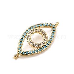 Breloques connecteurs en laiton micro pavé bleu ciel et zircone cubique transparente&nbsp;KK-H529-05B-G01