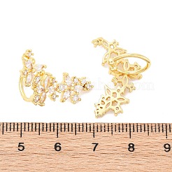 Pendientes tipo brazalete con micro pavé de circonitas cúbicas transparentes y diseño de flores de latón&nbsp;EJEW-K305-03G