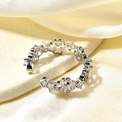 Bagues de manchette en laiton micro pavé de zircone cubique pour femmes&nbsp;RJEW-Q008-01P-02