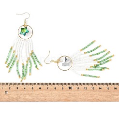 Boucles d'oreilles pendantes à pompons en perles de verre en forme d'étoile&nbsp;EJEW-MZ00777-02