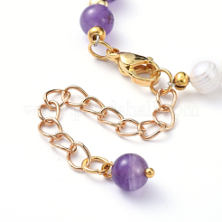 Pulseras de perlas naturales y amatistas naturales&nbsp;BJEW-JB05153-02