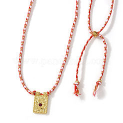 Vintage-Legierung Rechteck mit Hamsa-Hand-Anhänger geflochtene Seil-Schiebeketten&nbsp;GM4546-2