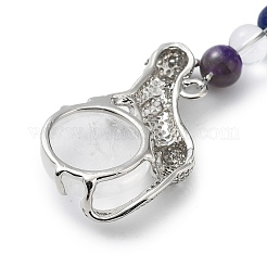 Porte-clés guépard en cristal de quartz naturel et laiton&nbsp;KEYC-H019-01P-01