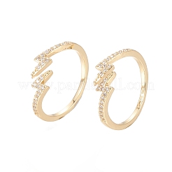 Messing Micro Pave klare Manschettenringe aus Zirkonia&nbsp;RJEW-F101-11G