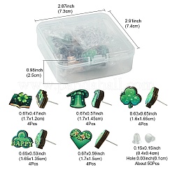 20 Uds. Pendientes de tuerca de madera verde del Día de San Patricio de 5 estilos&nbsp;EJEW-FS0001-11