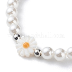 Kunststoff-Perlen-Gänseblümchen-Anhänger-Ohrringe & Stretch-Armband & Anhänger-Halskette&nbsp;SJEW-JS01256