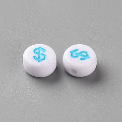 Perline in acrilico con simboli misti di colore bianco in stile artigianale&nbsp;X-MACR-Q241-A002