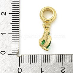 Gestellbeschichtung Messing Pflaster Zirkonia Schild europäischen Anhänger&nbsp;KK-Z067-44G-03