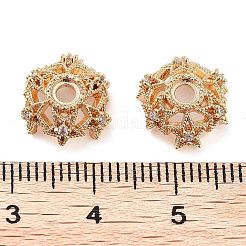 Tappi di perline in zirconia cubica trasparente micro pavé in ottone&nbsp;KK-U028-01G