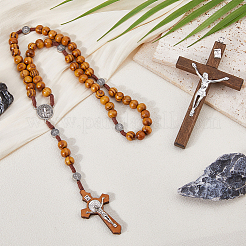 1 Stück Kreuz aus Holz mit Anhänger aus Legierung&nbsp;NJEW-DC0001-16