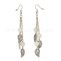 Pendientes colgantes de cuentas de jade blanco natural&nbsp;EJEW-JE04823-02