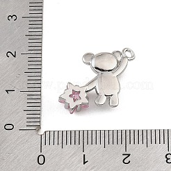 Pendentifs en laiton micro pavé de zircons cubiques roses&nbsp;CU-CBAF17A-12P