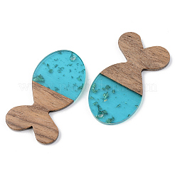 Pendentifs en résine transparente et bois de noyer&nbsp;RESI-S389-053A-B03