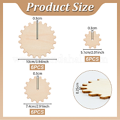 18 Stück 3 Stile Zahnrad unfertige Holzstücke&nbsp;WOOD-OC0004-30