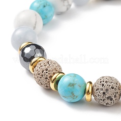 4pcs 4 style bois naturel et ensemble de bracelets extensibles en perles de pierre mélangées&nbsp;BJEW-JB08821
