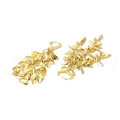 Orecchino a cerchio pendente a foglia in ottone con placcatura a cremagliera&nbsp;EJEW-E270-06G
