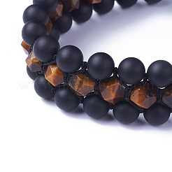 Bracelets de perle tressés réglables en oeil de tigre naturel&nbsp;BJEW-I273-G08