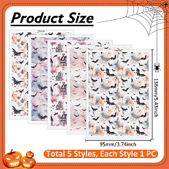 5 stücke 5 arten halloween bat muster keramik ton wasser transfer papier&nbsp;AJEW-UN0002-61