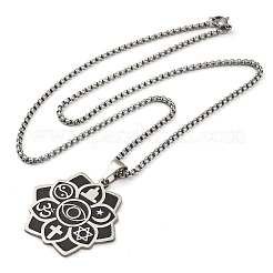 Yoga Thema 201 Edelstahl Blume Anhänger Halsketten&nbsp;NJEW-S007-06P