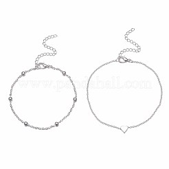 Tobilleras de doble capa con eslabones de aleación de corazón para mujer&nbsp;FS-WGF1FB1-02