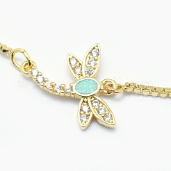 Verstellbare synthetische Opal Bolo-Armbänder aus Messing&nbsp;BJEW-O165-05G