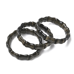 Bracelets extensibles en bambou et perles d'obsidienne dorée naturelle pour femmes et hommes&nbsp;BJEW-K304-01D