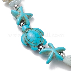Pulseras elásticas con cuentas de amazonita natural y turquesa sintética para mujer&nbsp;BJEW-JB10750-01
