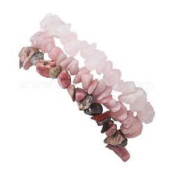 3 Uds. Conjuntos de pulseras elásticas con cuentas de cuarzo rosa natural&nbsp;BJEW-JB10858