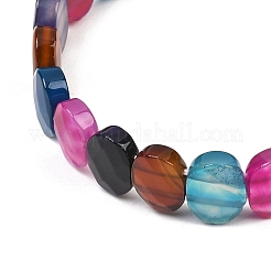 Bracelet extensible en perles ovales d'agate naturelle teintes et chauffées&nbsp;G-E010-01-16