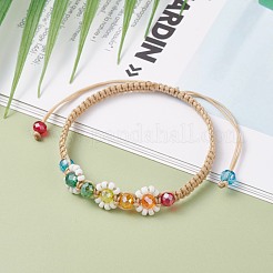 Geflochtenes Perlenarmband in Blumenform&nbsp;BJEW-TA00039-04