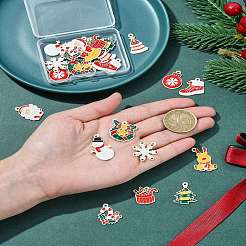 24 pendentif en alliage émaillé peint par pulvérisation sur le thème de Noël&nbsp;ENAM-FS0002-19P